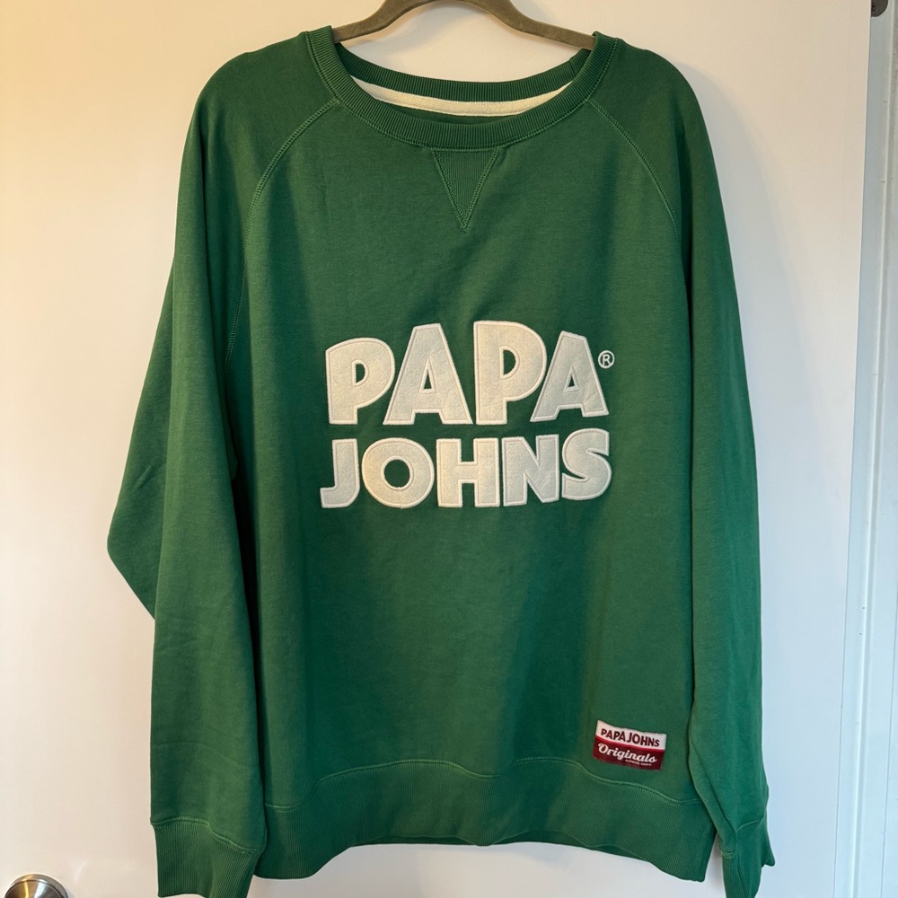 XL men’s papa John’s Kelly green crewneck sweatshirt pullover